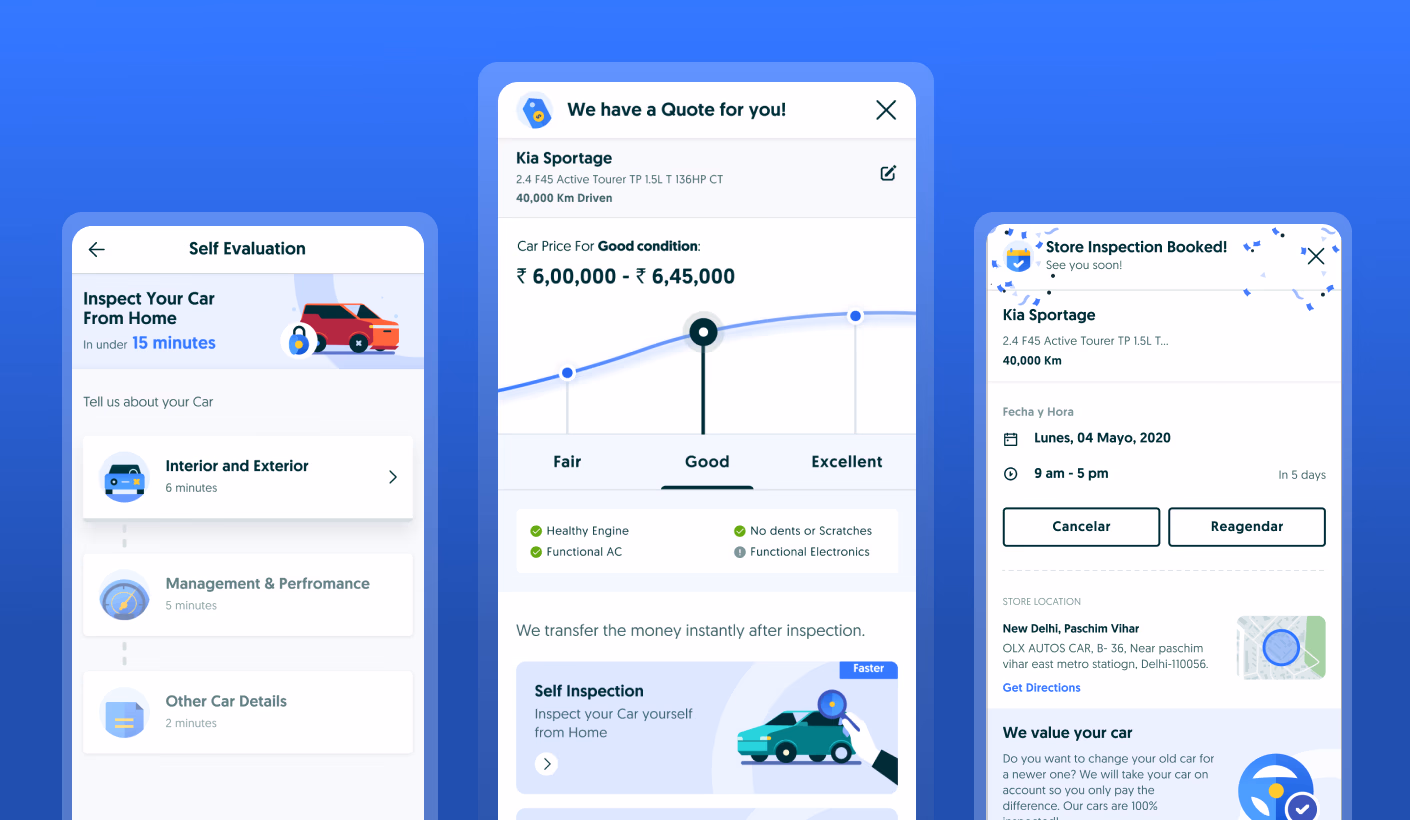 Seller flow for selling a car in Latin America.